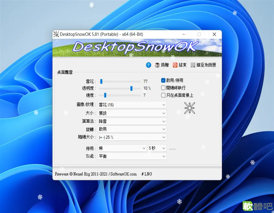 DesktopSnowOK 7.11 多國語言免安裝