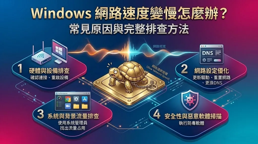 Windows 網路速度變慢怎麼辦?常見原因與完整排查方法