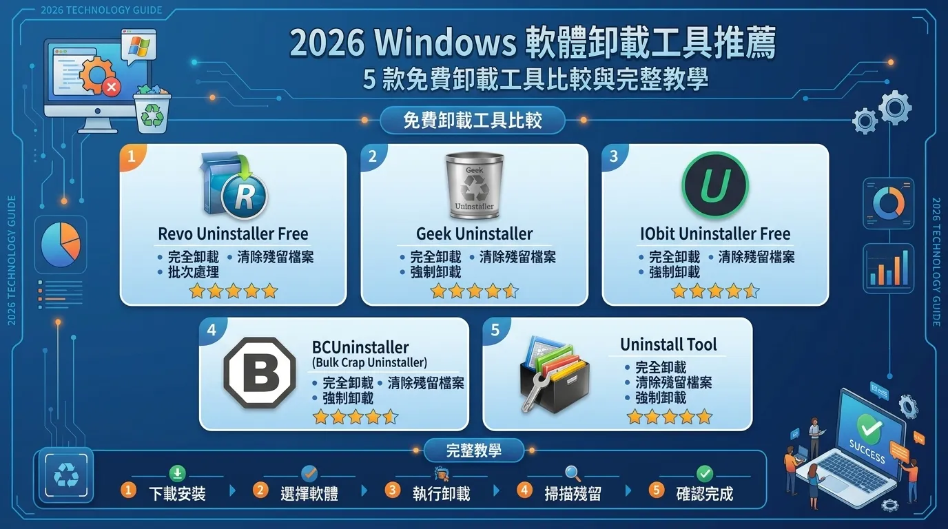 2026 Windows 軟體卸載工具推薦|5 款免費卸載工具比較與完整教學
