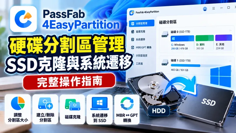 PassFab 4EasyPartition 完整操作指南|硬碟分割、SSD 克隆與系統遷移教學